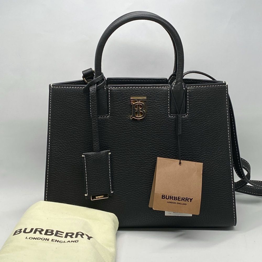Burberry Black Mini Frances TB Plaque Tote Bag